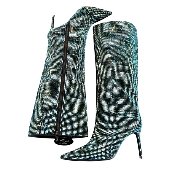 I.N.C. International Concepts Havannah Knee High Boots Green Bling Size 9.5 - Picture 7 of 9